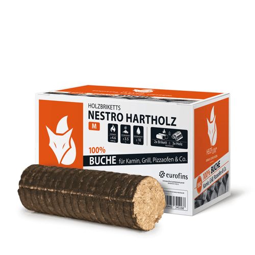 Heizfuxx Nestro Hartholz M 10kg x 90 Karton 900kg Palette
