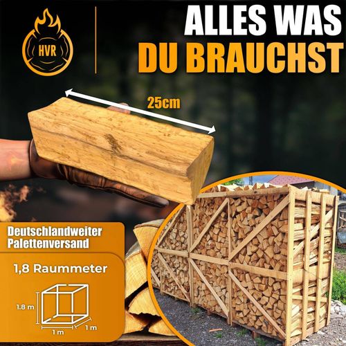 HVR Brennholz Buche - 1,8 Raummeter auf Palette, ofenfertig & trocken