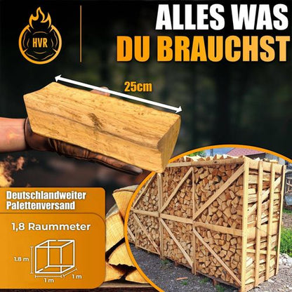HVR Brennholz Buche - 1,8 Raummeter auf Palette, ofenfertig & trocken